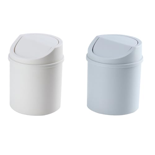 STOBAZA 2 Stück Mini Desktop Mülleimer mit Deckel aus Kunststoff Kompakte Müllbehälter für Schreibtisch Schlafzimmer Wohnzimmer Stilvoll und Platzsparend für Abfall und Küchenreste von STOBAZA