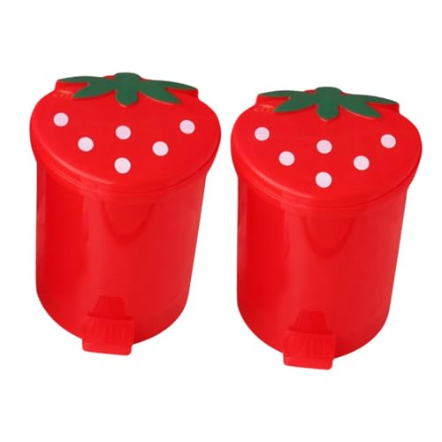 STOBAZA 2 Stück Mini Tischabfalleimer Erdbeer Design mit Deckel Kleiner Desktop Mülleimer aus Geruchsdicht und Leicht zu Reinigen für Büro Küche und Wohnzimmer STOBAZA 2 Stück Mini Tischabfalleimer Erdbeer Design mit Deckel Kleiner Desktop Mülleimer aus Geruchsdicht und Leicht zu Reinigen für Büro Küche und Wohnzimmer von STOBAZA