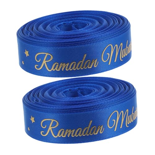 STOBAZA 2 Stück Ramadan Dekoband Polyester Schleifenband Breit Party Favor Band für Geschenkverpackung Kranzherstellung Islamische Feier Eid Mubarak Festtagsdeko von STOBAZA