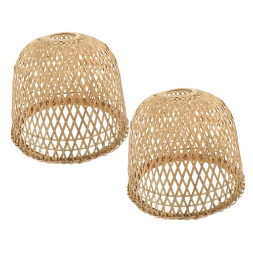 STOBAZA 2 Stück Rustikaler Pendelleuchten Lampenschirm Handgewebt Natürlicher Lampenüberzug für Wohnzimmer Esszimmer Schlafzimmer mit Sanftem Lichtschutz und Warmer Atmosphäre von STOBAZA