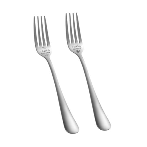 STOBAZA 2 Stück Teiliges Edelstahl Gabel mit Gravur Einfache Besteckgabeln Spiegelpoliert Rostfrei für Restaurant und Alltag Minimalistisches Design für Speiseerlebnis von STOBAZA