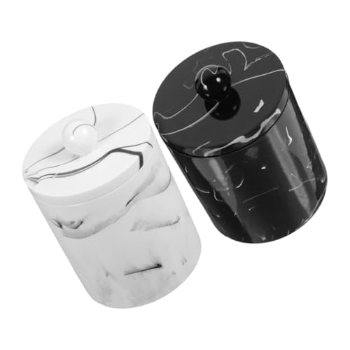 STOBAZA 2 Stück Teiliges Marmor Muster Wattepad Aufbewahrungsbox mit Deckel Resin Baumwollstäbchen und Zahnstocher Organizer Kompakter Desktop Behälter für Bad und Schminktisch von STOBAZA