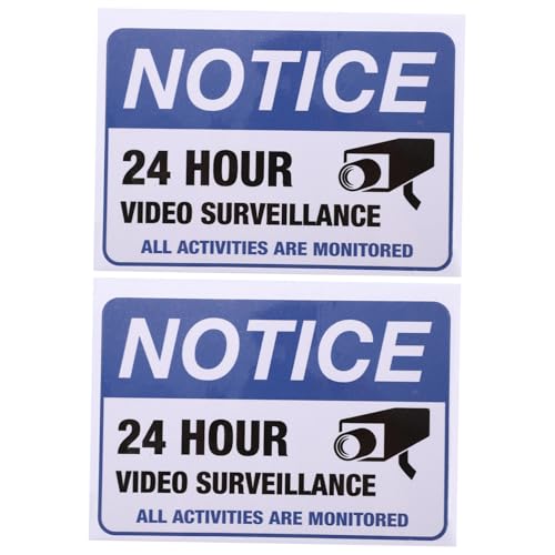 STOBAZA 2 Stück Teiliges Videoüberwachung Warnaufkleber Überwacht Haftetiketten Selbstklebend nicht Reflektierend Sicherheitswarnung für Lager Schule Werkstatt von STOBAZA