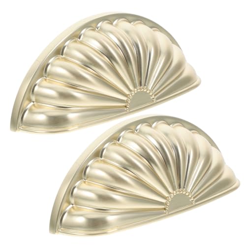 STOBAZA 2 Stück Vintage Möbelgriffe aus Messing in Muschelform Goldfarbene Schubladengriffe für Küche Kommode Kleiderschrank Einfache Montage Ersatz für Möbelknöpfe Elegantes Design von STOBAZA