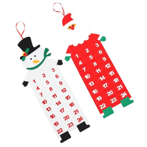 STOBAZA 2 Stück Weihnachts Wandkalender Teilig aus Robustem Filz mit Festlichen Adventsmotiven Wiederverwendbar Dekoratives Türkalender für Stimmungsvolle Weihnachtsdeko von STOBAZA