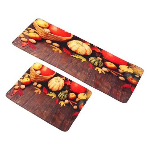 STOBAZA 2 Stück rutschfeste Küchenläufer Herbstmatte mit Pumpkin und Ahornblatt Wasserabsorbierende Rutsch Teppichunterlage für Flur und Küche rutschfeste Bodenmatte für Alltag und von STOBAZA