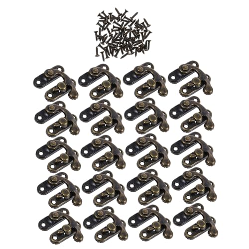 STOBAZA 20 Stück Teiliges Bronze Swing Verschluss mit Schrauben Antiker Metall Riegelhaken für Schmuckschatullen und Kosmetikboxen Rostbeständig Retro Design Rechte Ausführung von STOBAZA