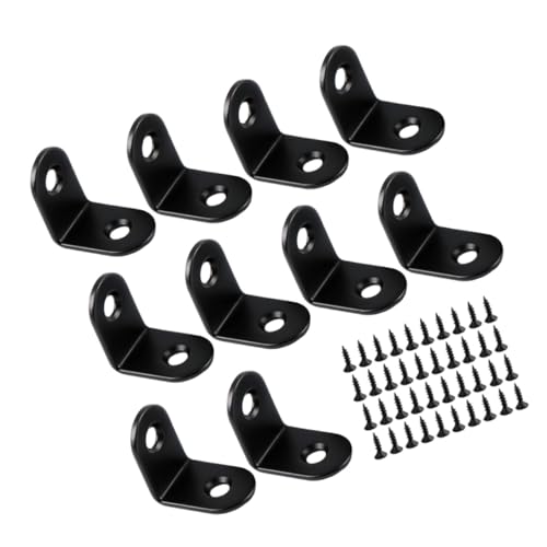 STOBAZA 20 Stück Teiliges Edelstahl Winkelverbinder mit Schwarzer Pulverbeschichtung Rechtwinklige Ecke Klammern für Möbel Ablagen und Schränke Inklusive Schrauben Robuste von STOBAZA
