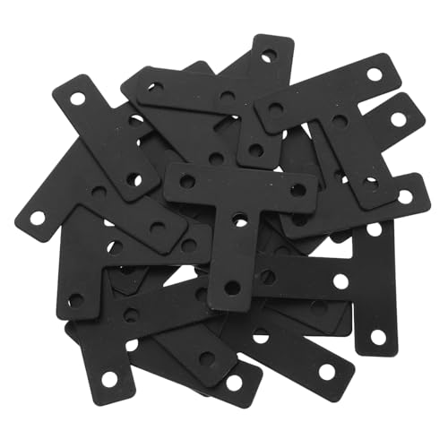 STOBAZA 20 Stück Teiliges Schwarze T förmige Edelstahl Winkelverbinder mit Schrauben Möbelverbinder für Holzrahmen Balken und Schränke Robust und Vielseitig für Reparatur und DIY Projekte von STOBAZA