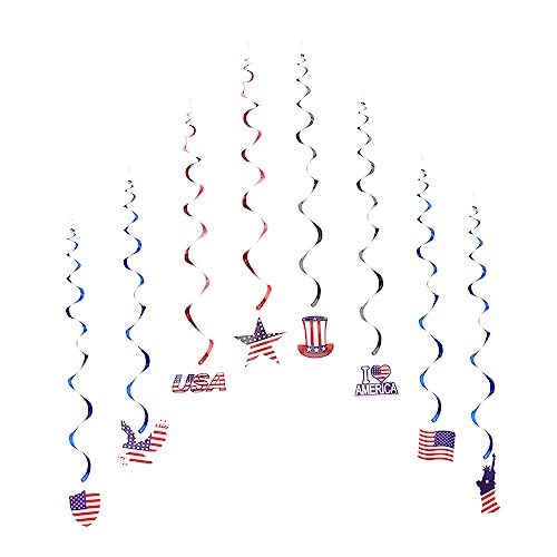 STOBAZA 24 Stk Unabhängigkeitstag-verzierung Dekorationen Zum Unabhängigkeitstag Amerikanische Flaggen Gedenktagswirbel Weißes Dekor Sterndekor Pvc Die Täglichen Erfordernisse Spiral- von STOBAZA