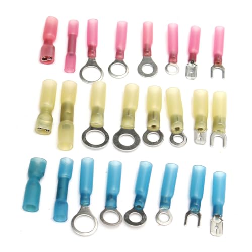 STOBAZA 240 Stück Teiliges Wasserdichtes Schrumpfverbinder set mit Isolierten Kabelverbindern Flachsteckern und Stoßverbindern Korrosionsbeständig für Auto und Outdoor Inklusive von STOBAZA