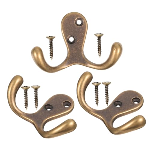 STOBAZA 3 Stück Doppel kleiderhaken aus Massivem Kupfer Wandhaken für Badezimmer und Küche Robuste Türhaken zur Praktischen Aufbewahrung und Organisation von Handtüchern Bademänteln für von STOBAZA