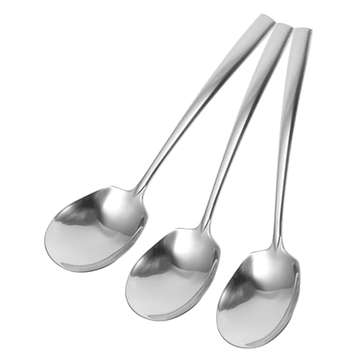 STOBAZA 3 Stück Edelstahl Servierlöffel Große Robuste Küchenutensilien Glatt Poliert mit Ergonomischem Griff für Buffet Restaurant Hot Pot und Haushalt von STOBAZA
