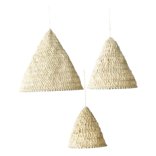 STOBAZA 3stücke Gestrickter Lampenschirm Weißer Lampenschirm Handgefertigte Lampenschirme Deckenlampenschirm Handgewebter Hängelampen Fürs Wohnzimmer Retro-deckenleuchte Aus Hanfseil von STOBAZA