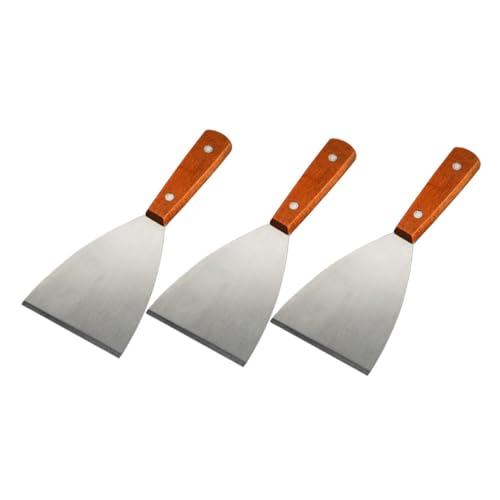 STOBAZA 3 Stück Teiliges Grillspachtel aus mit Holzgriff Vielseitig Einsetzbar als Steak und Bratpfannenwender Rostfrei Robust und Leicht zu Reinigen für Restaurant und Haushalt von STOBAZA