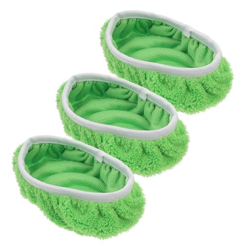 STOBAZA 3 Stück Teiliges Wiederverwendbare Grüne Wischpads Moppbezüge Waschbare Reinigungspads für Böden Einfache Montage Schnelltrocknend Geeignet für Holz Fliesen Marmor von STOBAZA