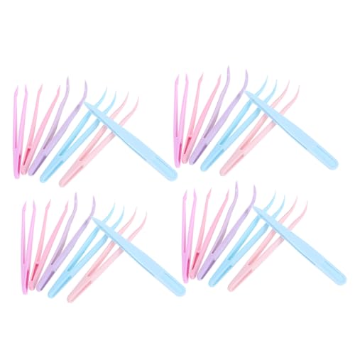 STOBAZA 36 Stück Laborspitzen gekrümmte Pinzetten für Schmuck Nagelpinzette für Nailart Garten Pinzette Pinzetten mit gekrümmter gezackter Spitze kunststoff reparatur werkzeuge von STOBAZA