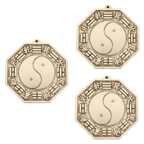 STOBAZA 3stücke Feng Shui Taiji Spiegel Ornament Aus Reinem Messing Traditionelles Bagua- Zur Abwehr Von Bösem Dekoration Für Zuhause Und Büro von STOBAZA