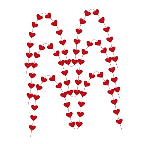 STOBAZA 3st Rote Herz-Filz-Girlande Valentinstag Dekoration Rote Fensterdecke Herz Dekor 3D Rotes Herzgirlandenbanner Rotes Dekor Braut-Banner Gefühlt Dekorationen Filzstoff Herzförmig von STOBAZA