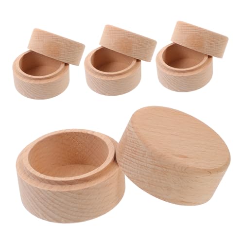 STOBAZA 4 Stück Buchenmutterzahnbox Feenzahnhalter Holz Beige von STOBAZA