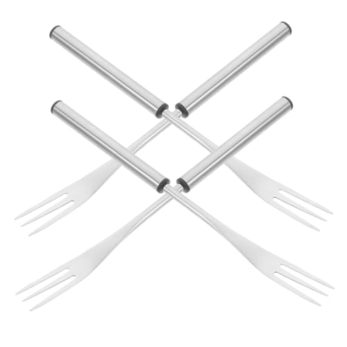 STOBAZA 4 Stück Edelstahl Fondue Gabeln Hitzebeständige Fondue Forks für Käse Schokolade Marshmallows Multifunktional für Familie Camping Grillen Sichere Handhabung Spülmaschinenfest von STOBAZA