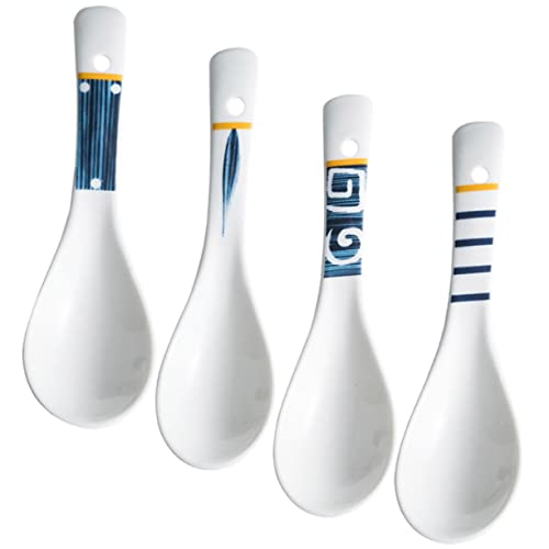 STOBAZA 4 Stück Keramik Suppenlöffel Japanischer Kleiner Löffel für Suppe Wonton Ramen Pho Udon Langlebig Fein Verarbeitet mit Aufhängeöse Spülmaschinenfreundlich für Küche Zuhause und STOBAZA 4 Stück Keramik Suppenlöffel Japanischer Kleiner Löffel für Suppe Wonton Ramen Pho Udon Langlebig Fein Verarbeitet mit Aufhängeöse Spülmaschinenfreundlich für Küche Zuhause und von STOBAZA