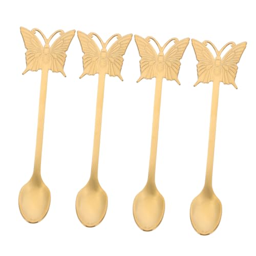 STOBAZA 4 Stück Teiliges Edelstahl Servierlöffel mit Langem Griff Kreative Schmetterlingsform Praktische Dessert Salatlöffel Geeignet für Restaurant Zuhause und Milchtee läden STOBAZA 4 Stück Teiliges Edelstahl Servierlöffel mit Langem Griff Kreative Schmetterlingsform Praktische Dessert Salatlöffel Geeignet für Restaurant Zuhause und Milchtee läden von STOBAZA