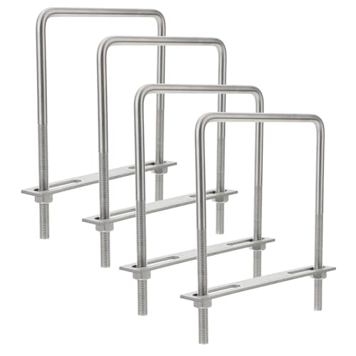 STOBAZA 4 Stück Teiliges Edelstahl U bolzen Quadratische U form Schrauben mit Hoher Korrosionsbeständigkeit Robust und Langlebig für Bootsanhänger Rohre und Industrielle Befestigungen von STOBAZA