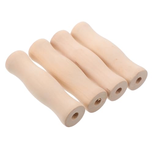 STOBAZA 4 Stück Teiliges Grillzubehör mit Holzgriffen Hitzebeständige Rutschfeste Küchenutensilien Griffe Langlebige Ersatzgriffe für Outdoor Kochen Camping und Holzkohlegrills von STOBAZA