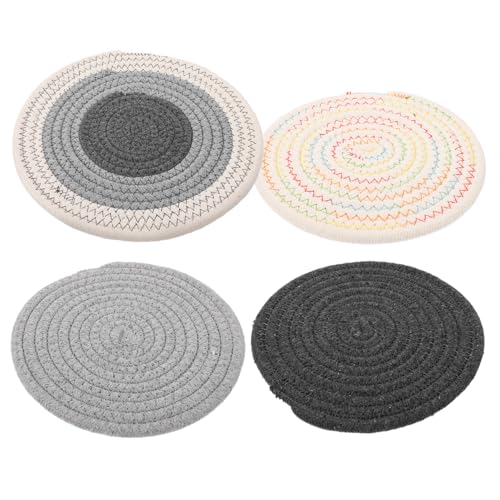 STOBAZA 4 Stück Teiliges Handgefertigtes Baumwoll Platzdeckchen Hitzebeständige Gewebte Tischsets aus Baumwollschnur Isolierte Untersetzer für Getränke und Töpfe Farmhouse Coasters für von STOBAZA