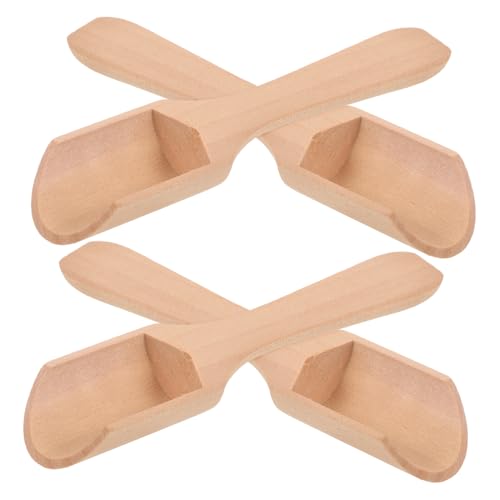 STOBAZA 4 Stück Teiliges Kleines Holzsalzlöffel Handlicher Küchenlöffel aus Holz für Kaffee Tee Gewürze Tragbarer für Camping Picknick und Tägliche Nutzung von STOBAZA