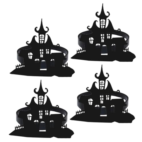 STOBAZA 4 Stück Teiliges Schwarze Metall Serviettenringe in Schlossform Dekorative Halloween Napkin Holder Filigrane Napkin Buckles für Party Tischdeko Festliche Feierlichkeiten STOBAZA 4 Stück Teiliges Schwarze Metall Serviettenringe in Schlossform Dekorative Halloween Napkin Holder Filigrane Napkin Buckles für Party Tischdeko Festliche Feierlichkeiten von STOBAZA