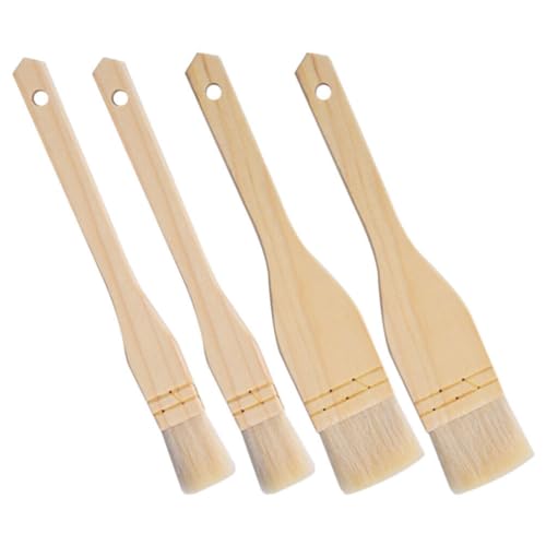 STOBAZA 4-Teiliges Backpinsel-Set Aus Holz Backpinsel-Set Grillpinsel Mit Langem Holzgriff Zum Backen Grillen Kochen Und Verteilen Von Öl Butter Soße Oder Marinade Spülmaschinenfest von STOBAZA