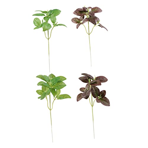 STOBAZA 4stücke Künstliche Pflanzen Set Set Mit Simulierten Grünen Blättern Minze Basilikum Pflegeleichte Dekoration Für Wohnzimmer Schlafzimmer Und Büro DIY Arrangements von STOBAZA