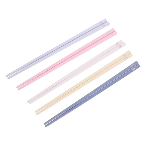 STOBAZA 5 Paare Langlebige Alloy Essstäbchen Set mit Rutschfester Oberfläche für Familienessen Hitzebeständig Wiederverwendbar Robustes Material für Haushalt und Restaurantgebrauch von STOBAZA