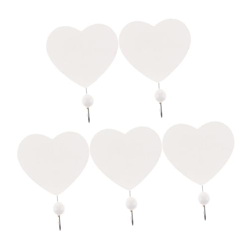 STOBAZA 5 Stück Herzförmige Wandhaken Holz Dekorative Haken Zum Aufhängen Von Taschen Kleidung Und Zubehör Platzsparend Robust Für Moderne Wohnkultur von STOBAZA