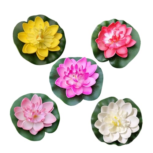 STOBAZA 5 Stück Simulation Lotusblüten Schwimmende Künstliche Seerosen aus EVA Material Dekorative Wasserpflanzen für Teich Aquarium Garten Patio Weiße Gelbe Rosa Farbtöne STOBAZA 5 Stück Simulation Lotusblüten Schwimmende Künstliche Seerosen aus EVA Material Dekorative Wasserpflanzen für Teich Aquarium Garten Patio Weiße Gelbe Rosa Farbtöne von STOBAZA