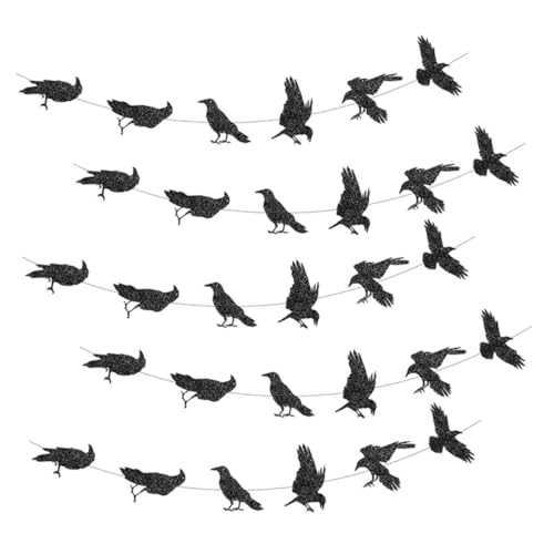 STOBAZA 5 Stück Teiliges Halloween Papiergirlande mit Schwarzen Raben Leichter und Langlebiger Vogelschmuck mit Glitzereffekt Einfach Aufzuhängendes Partydekor für Fenster Türen und Wände STOBAZA 5 Stück Teiliges Halloween Papiergirlande mit Schwarzen Raben Leichter und Langlebiger Vogelschmuck mit Glitzereffekt Einfach Aufzuhängendes Partydekor für Fenster Türen und Wände von STOBAZA