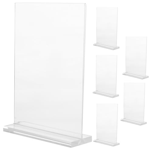 STOBAZA 6 Stück Teiliges Acryl Schildhalter Beidseitiger Tischaufsteller mit Einstellbarem Winkel Transparenter Dokumentenhalter für Visitenkarten Karte Werbedisplays Am Schreibtisch oder von STOBAZA