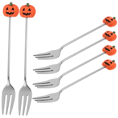 STOBAZA 6 Stück Teiliges Edelstahl Gabelset mit Halloween Kürbisgriff Kleine Dessertgabeln mit Ergonomischem Griff Spülmaschinenfest für Party Kaffee und Buffet Silberfarben STOBAZA 6 Stück Teiliges Edelstahl Gabelset mit Halloween Kürbisgriff Kleine Dessertgabeln mit Ergonomischem Griff Spülmaschinenfest für Party Kaffee und Buffet Silberfarben von STOBAZA