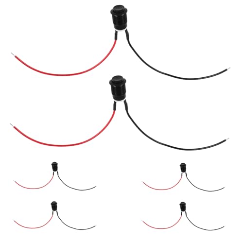 STOBAZA 6 Stück Teiliges Momentary Push Button Schalter mit Kabel Wasserdichter Selbstzurückstellender Auto Drucktaster aus Vernickeltem Messing Kompakt und Langlebig für Vielseitige von STOBAZA