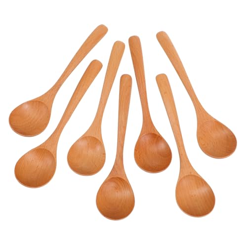STOBAZA 7 Stück Teiliges Holzlöffel Lange Teelöffel Honiglöffel Rührlöffel Küchenutensilien aus Holz für Tee Kaffee Kochen mit Glatter Oberfläche und Natürlicher Holzoptik von STOBAZA