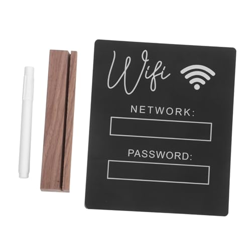 STOBAZA Acryl Wifi Passwortschild mit Schwarzer Holzbasis und Stift Langlebiges Hochtransparentes Tisch-wlan-schild für Hotels Restaurants Geschäftsnutzung Lesbares Wifi-anzeigebrett von STOBAZA