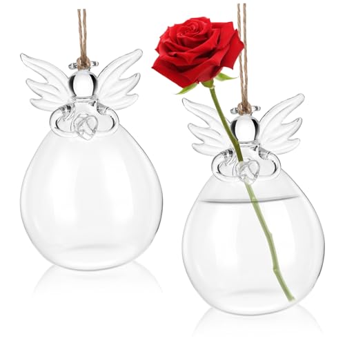 STOBAZA Blumenvasen 4 Stück Einfache Vase Vintage Wohnkultur Klare Bodenvase Engelvase Knospe Vase Mit Engelsflügeln Pflanzbehälter Für Terrarium Masse Ornamente Vasen Container Heim Transparent Glas von STOBAZA