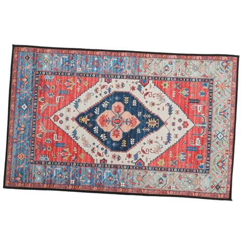 STOBAZA Boho Teppich Waschbar Polyester Ethno Stil Wohnzimmer Schlafzimmer Flur rutschfest Rustikaler Teppich für Zuhause von STOBAZA