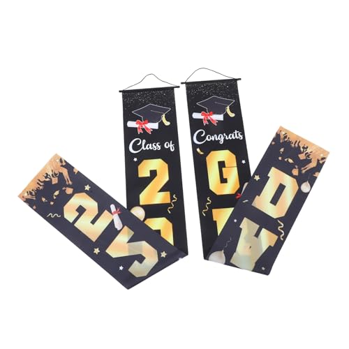 STOBAZA Class Of Abschlussbanner Polyester Partydeko für Innen und Außen Großes Willkommenes Banner für Porch und Tür Installieren als Fotohintergrund für Abschlussfeiern von STOBAZA