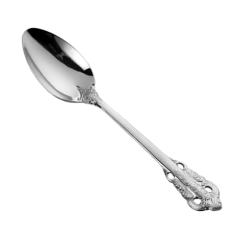 STOBAZA Edelstahl Besteck Silber Löffel Western Food Tischbesteck Leichtes Hotelbesteck für Zuhause und Gastronomie Metallbesteck mit Feiner Gravur von STOBAZA