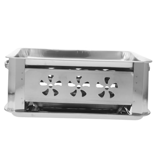 STOBAZA Edelstahl Buffet Tablett mit Vierbeinigem Ständer Robuste Servierplatte für Grill Bbq und Buffet Leichtes Pflegeleichtes Tablett mit Passendem Untersetzer Vielseitig Einsetzbar von STOBAZA