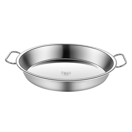STOBAZA Edelstahl Dampfgarer Tablett mit Zwei Griffen Glatt Polierte Oberfläche Robust und Leicht zu Reinigen Vielseitige Steaming Pan für Reis Fisch und Liangpi für Haushalt und von STOBAZA
