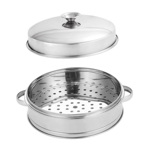 STOBAZA Edelstahl Dampfgarer mit Deckel Robuster Haushaltsteamer für Gleichmäßiges Garen und Schnelles Ablassen von Flüssigkeit für Gemüse Dim Sum Geeignet für Familie Restaurant Hotel von STOBAZA